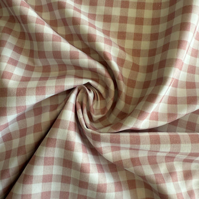 TELA VICHY ALGODON ROSA EMPOLVADO (cuadro 8mm) GOTS