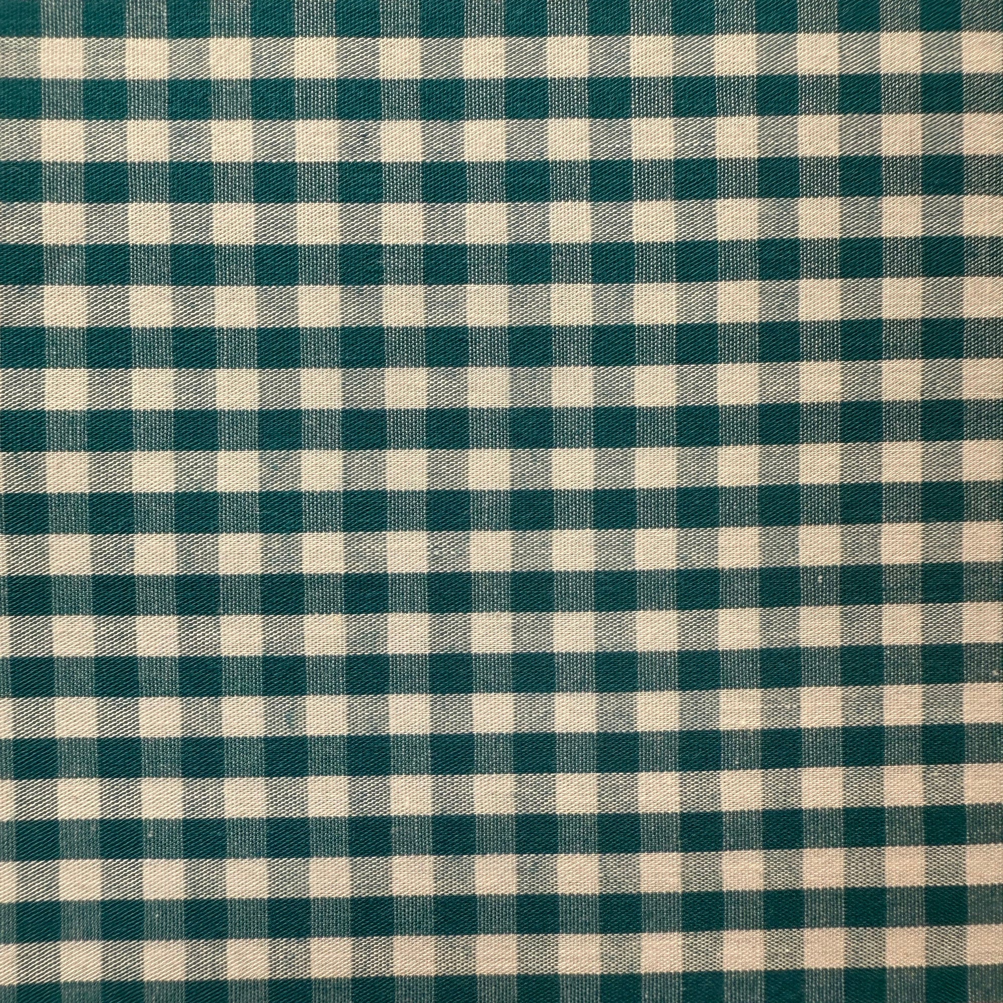 TELA VICHY ALGODON TEAL (cuadro 4mm) CERTIFICADO GOTS