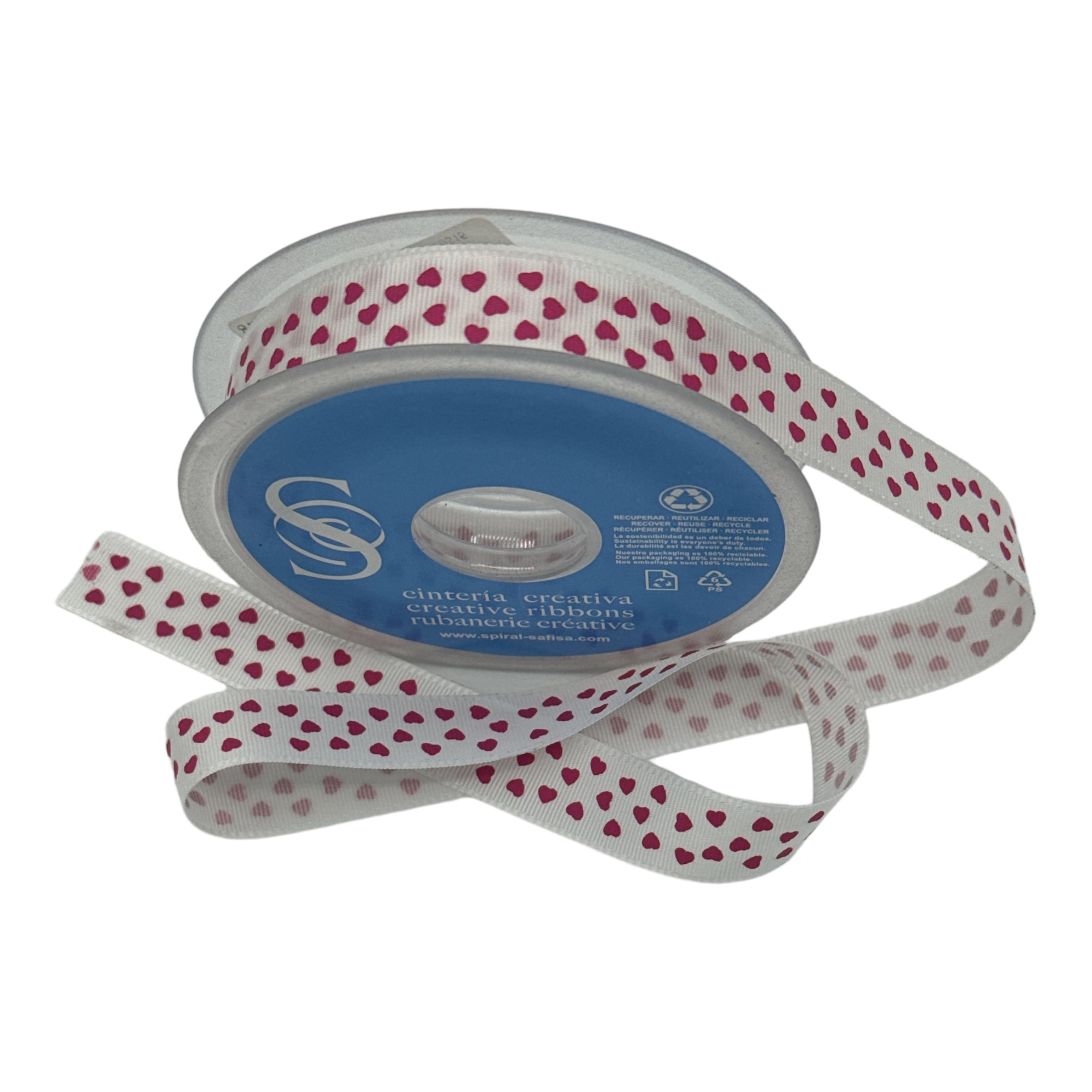 Cinta faya corazones fondo blanco