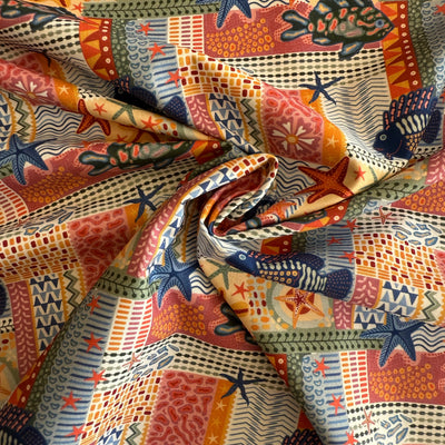 TELA ALGODON MAUI PECES Y ESTRELLAS