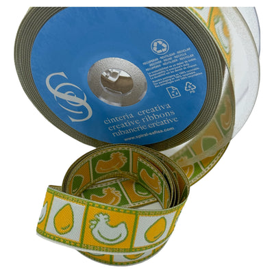 Cinta jacquard GALLINAS Y HUEVOS