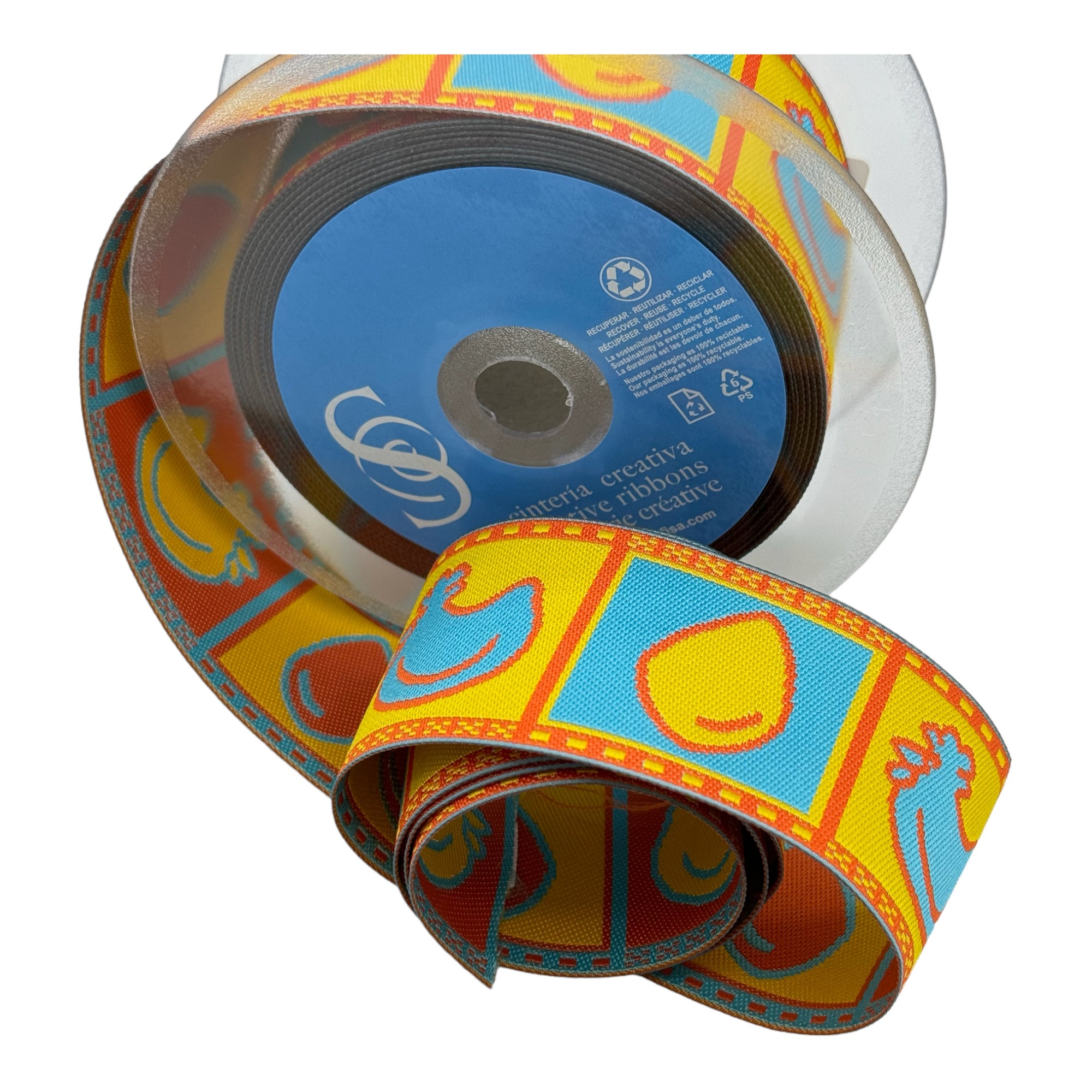 Cinta jacquard GALLINAS Y HUEVOS