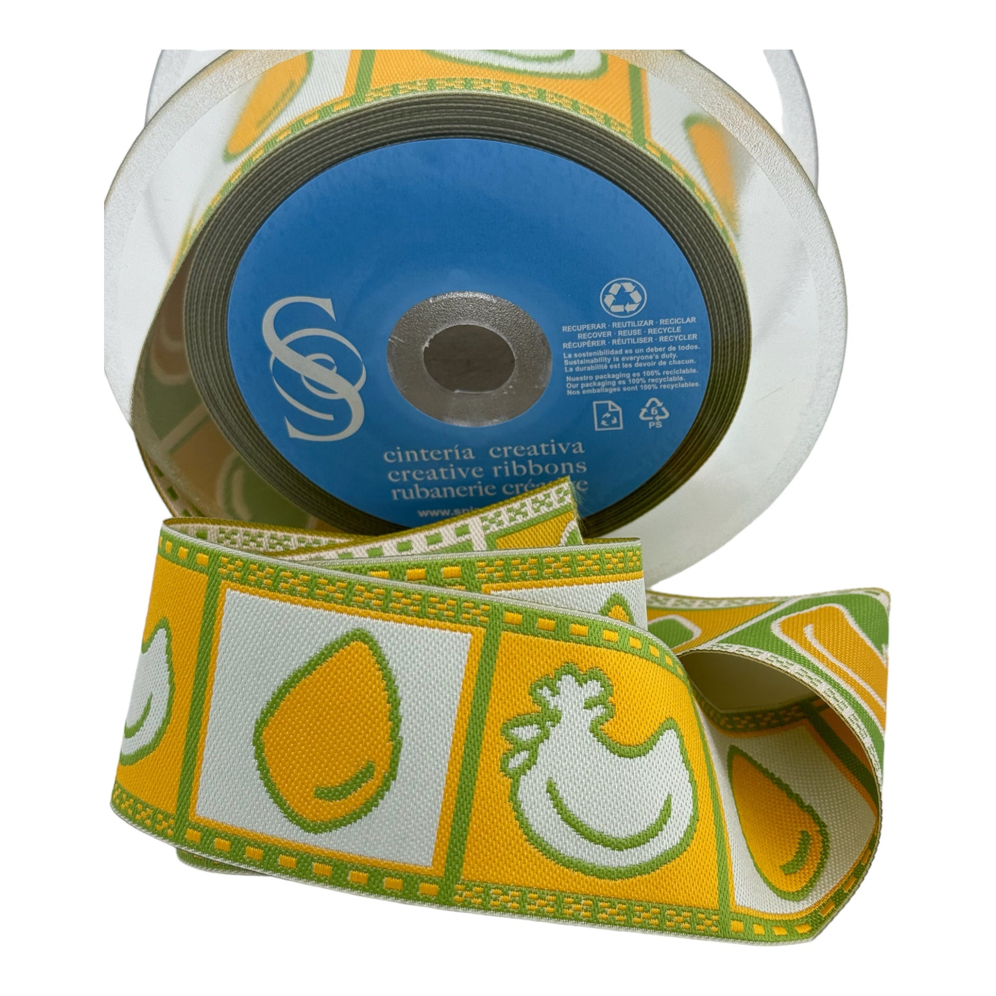 Cinta jacquard GALLINAS Y HUEVOS