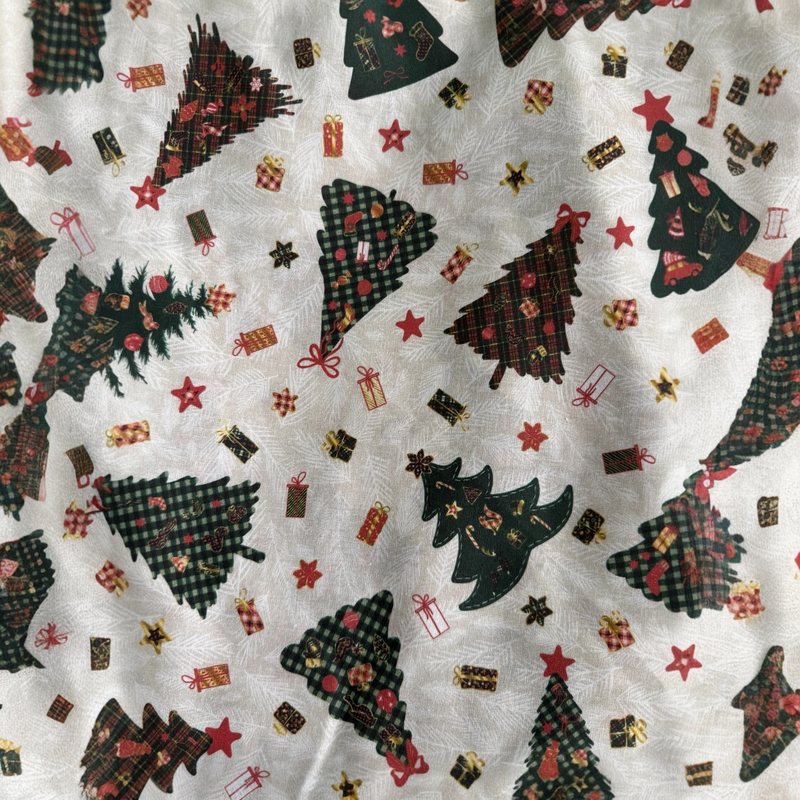 TELA NAVIDAD POPELÍN ALGODÓN ÁRBOLES