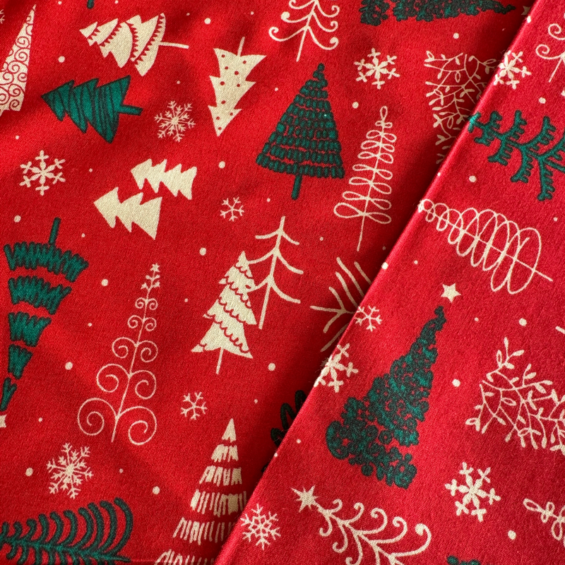 TELA POPELÍN ALGODON NAVIDAD ABETOS