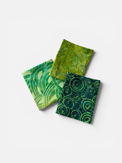Tela batik verde follaje monstera