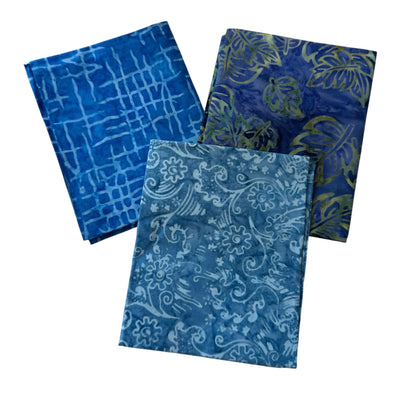 Pack 3 fat quarters tela batik azul océano