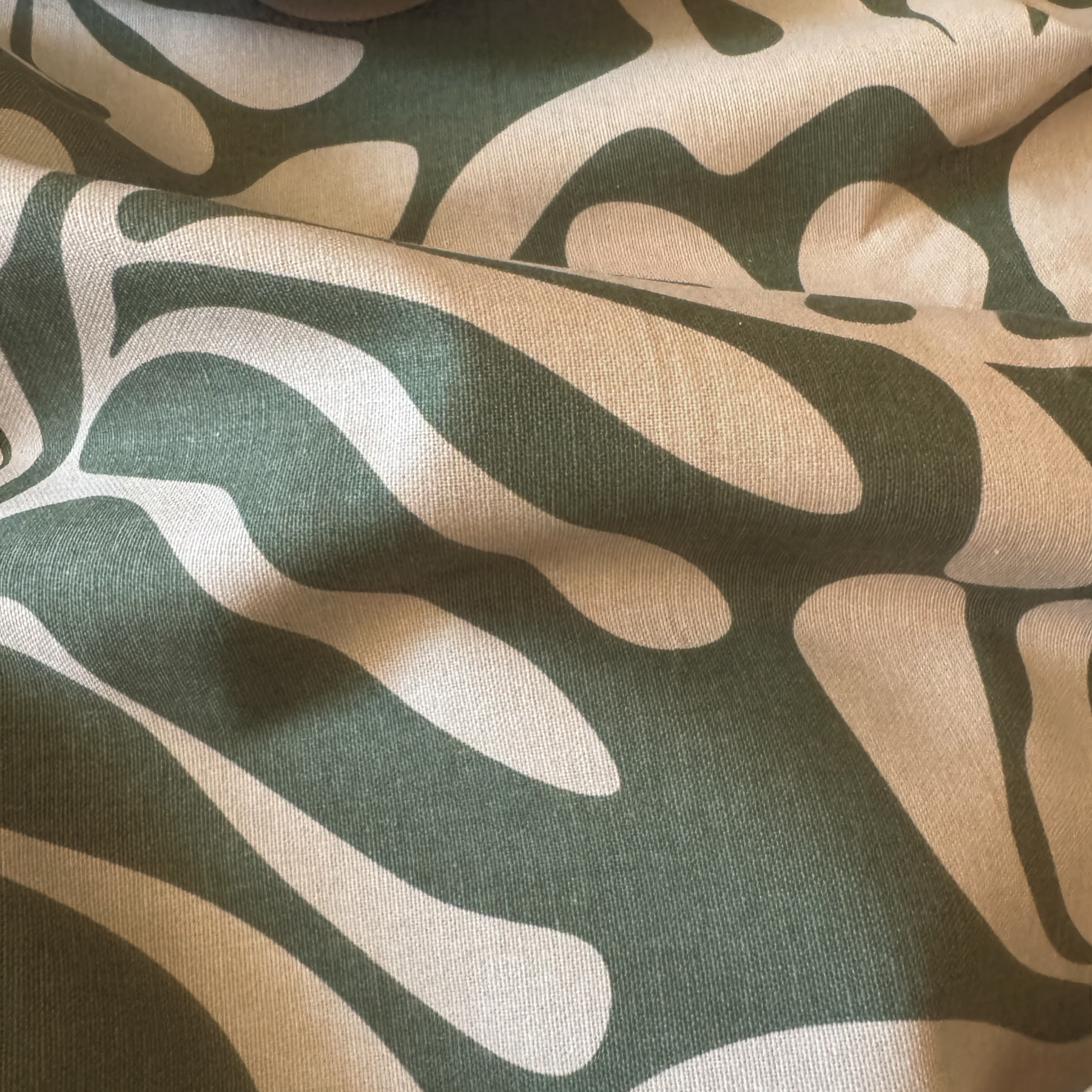 TELA CANVAS FLORAL VERDE CAQUI