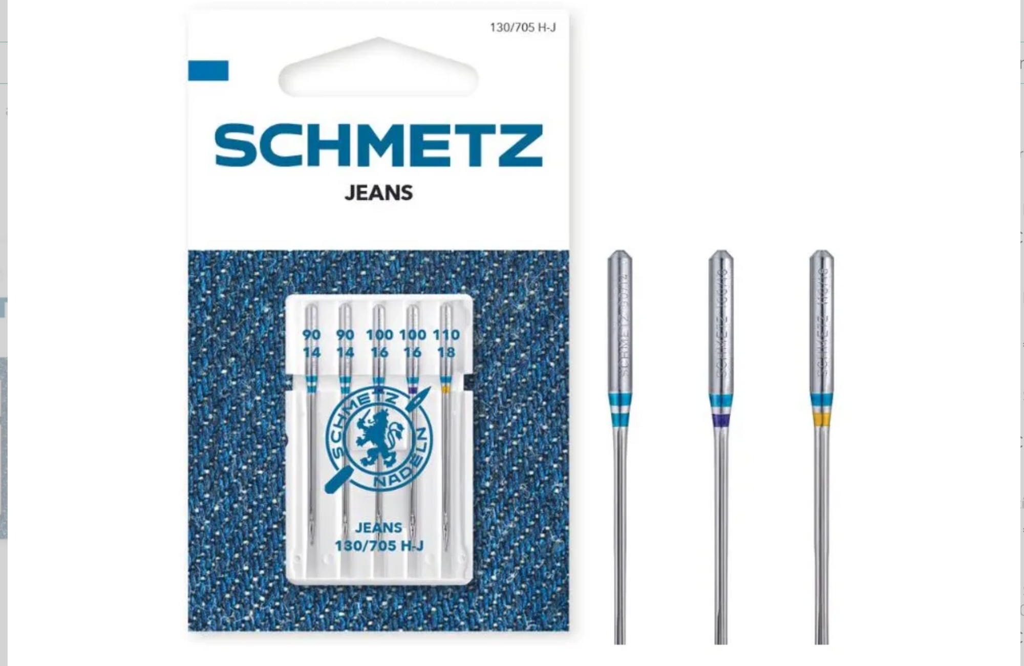 Aguja Schmetz Jeans 130/705 HJ Surt. Nº90-Nº110 - Blister 5 und.