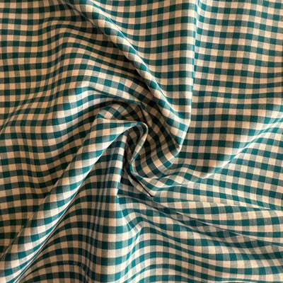 TELA VICHY ALGODON TEAL (cuadro 4mm) CERTIFICADO GOTS