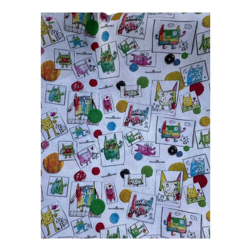Tela popelín algodón 100% estampado MONSTRUO DE COLORES 2