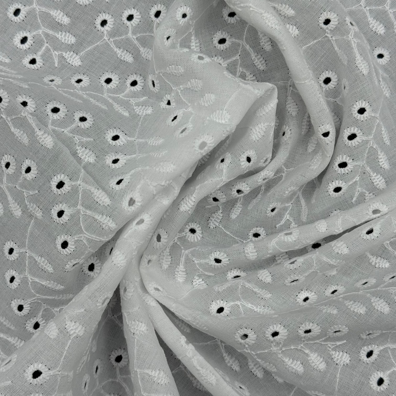 TELA BATISTA BORDADA FLOR