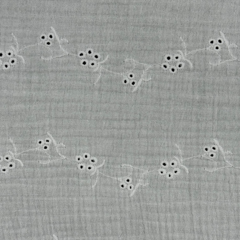 TELA DOBLE GASA/MUSELINA BORDADA BLANCA