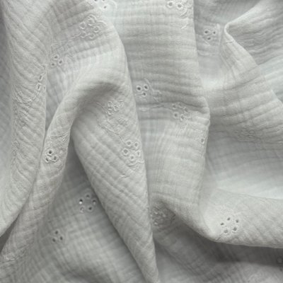 TELA DOBLE GASA/MUSELINA BORDADA BLANCA