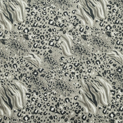 TELA POPELIN ALGODÓN 100% ANIMAL PRINT GRIS CERTIFICADO GOTS