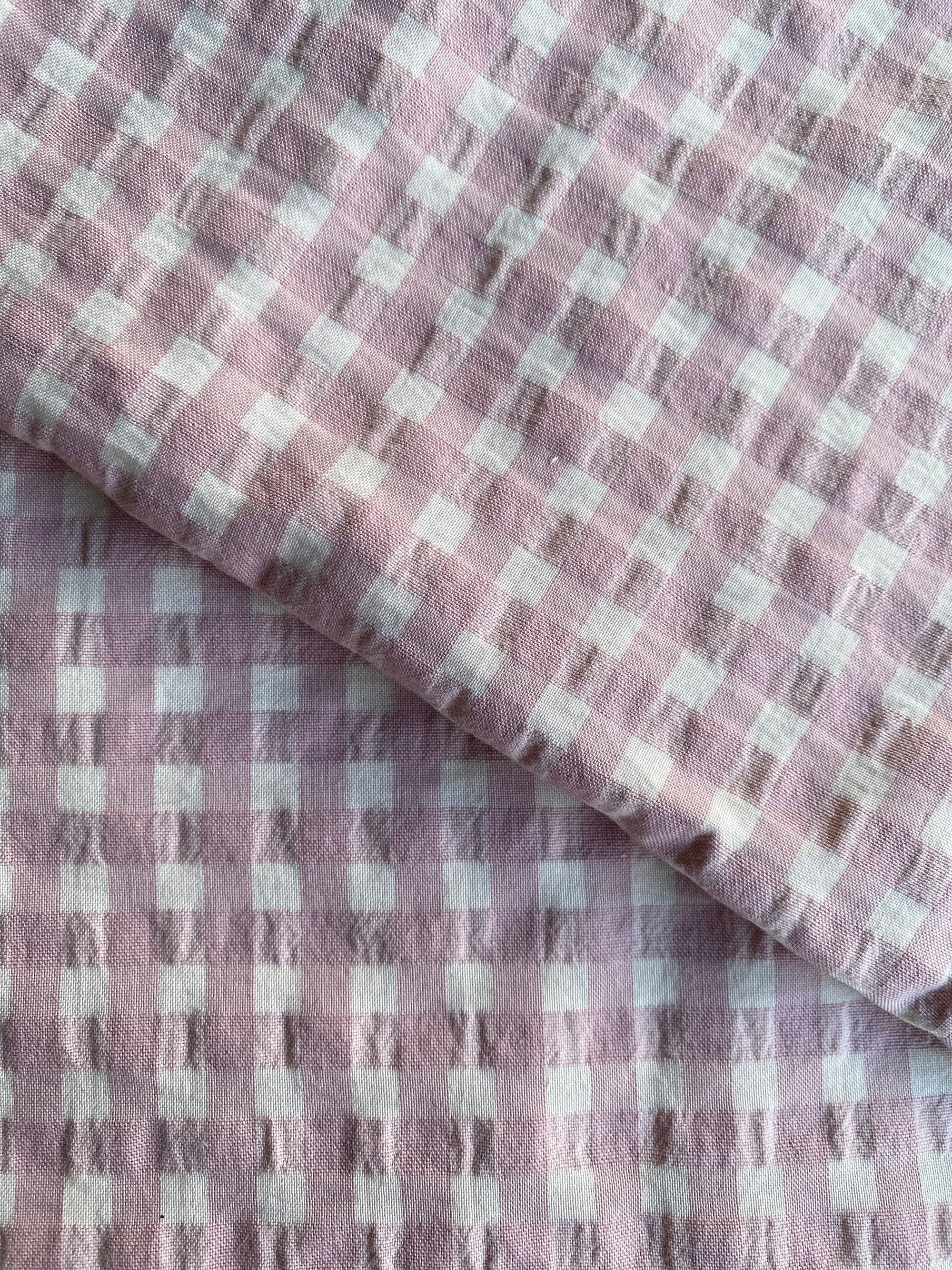 Tela 100% algodón cuadros vichy seersuker pequeño CERTIFICADO GOTS