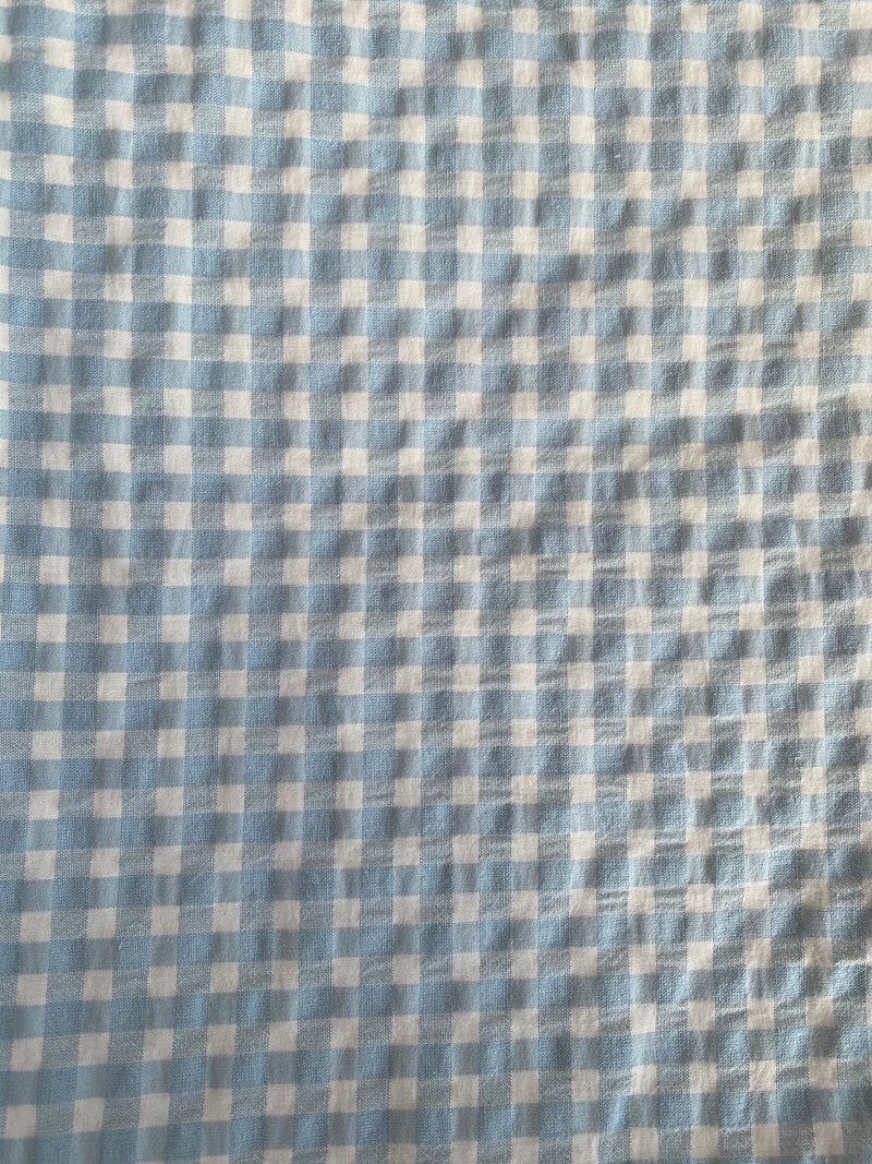 Tela 100% algodón cuadros vichy seersuker pequeño CERTIFICADO GOTS