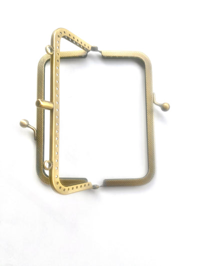 BOQUILLA METALICA PARA MONEDERO/BOLSO. DOBLE COMPARTIMENTO. ORO VIEJO. 12,5 CM