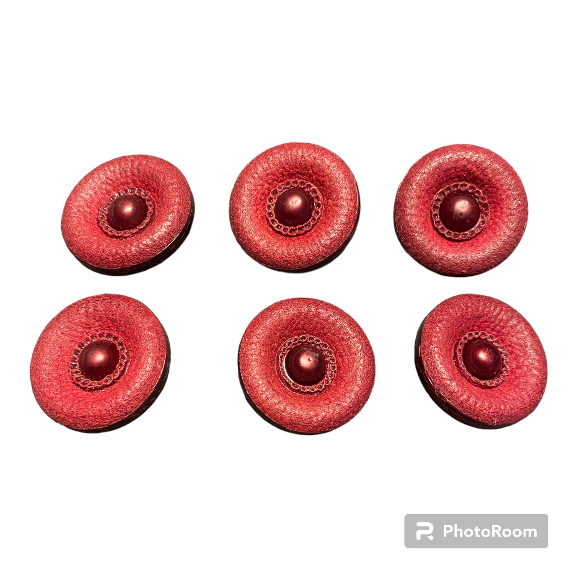 PACK 6 BOTONES ANTIGUOS PASTA COLOR BURDEOS