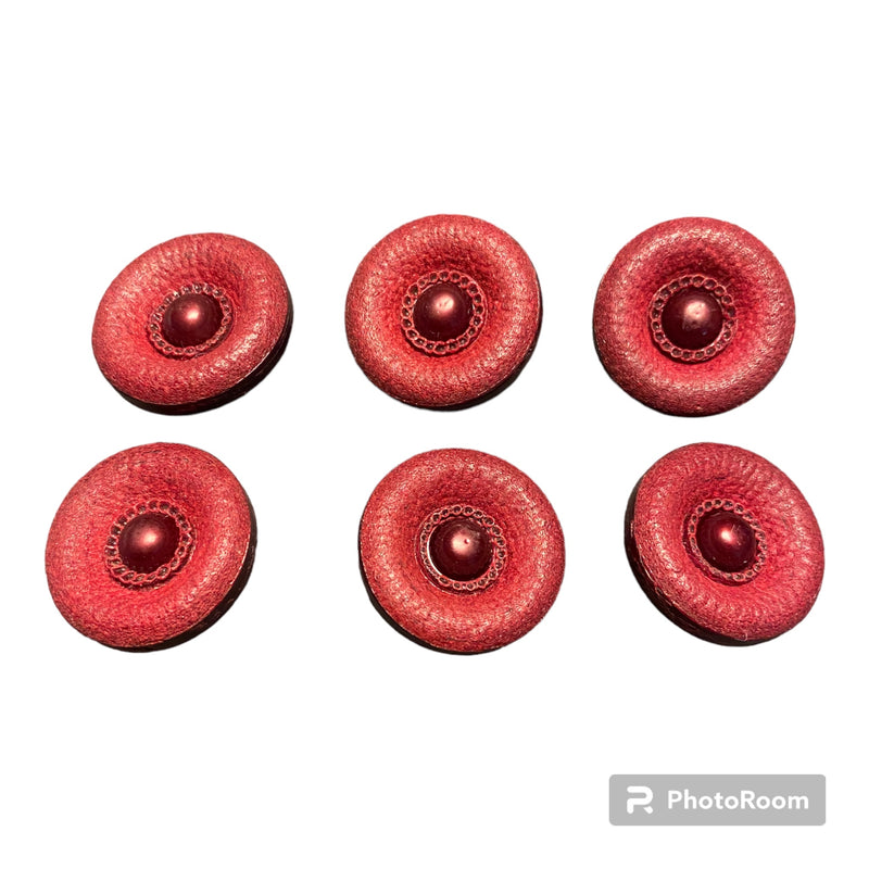 PACK 6 BOTONES ANTIGUOS PASTA COLOR BURDEOS