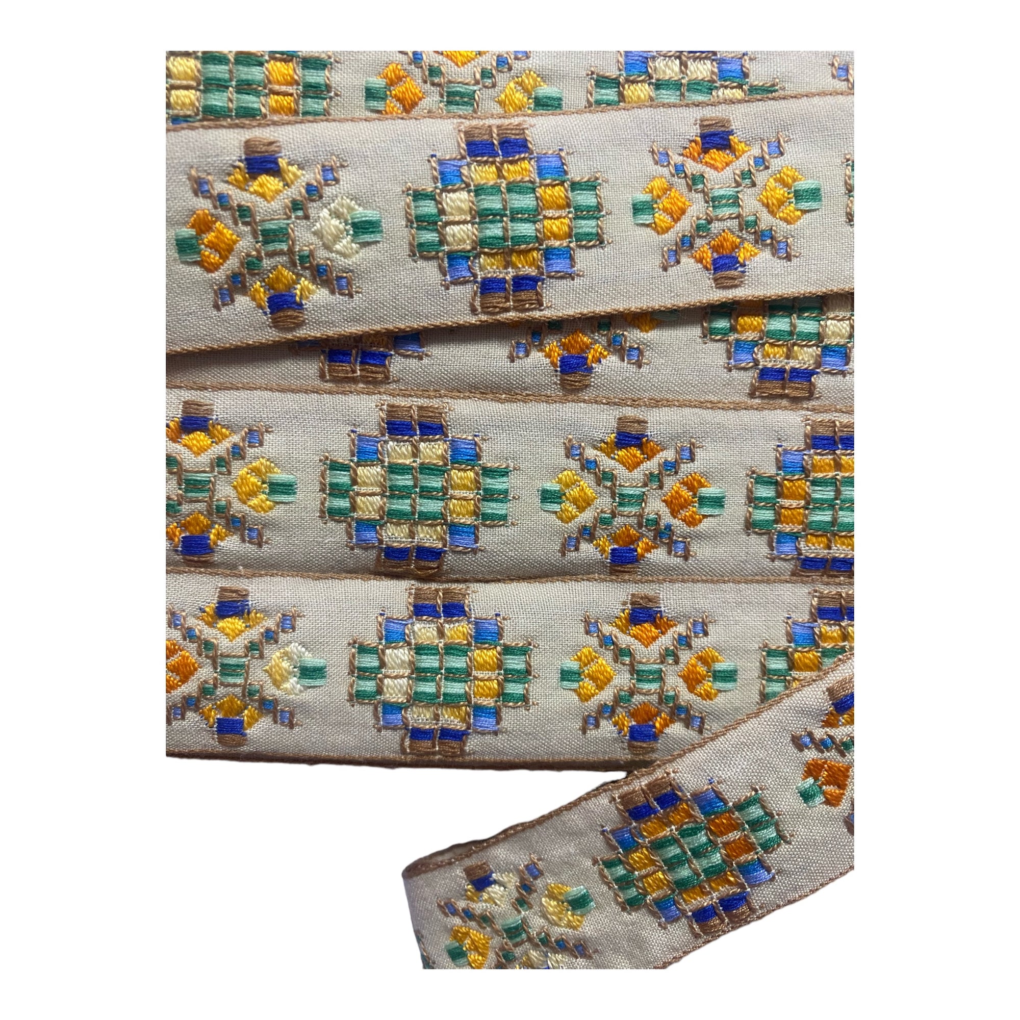 CUBRECOSTURAS VINTAGE GEOMÉTRICO ancho 30mm 50mm PIEZA 25M