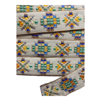 CUBRECOSTURAS VINTAGE GEOMÉTRICO ancho 30mm 50mm PIEZA 25M