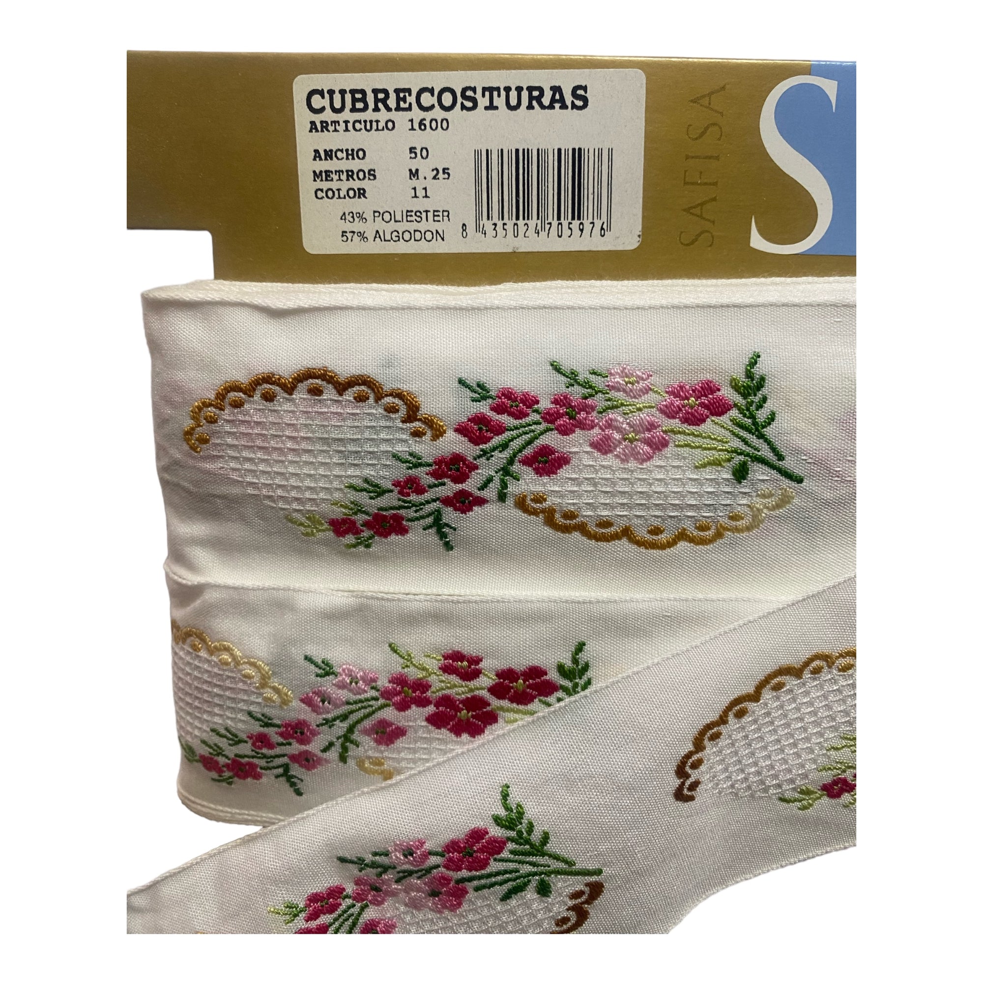 CUBRECOSTURAS VINTAGE FLORES ancho 50mm