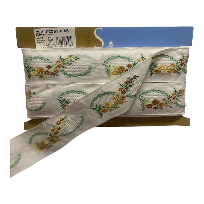 CUBRECOSTURAS VINTAGE FLORES ancho 50mm
