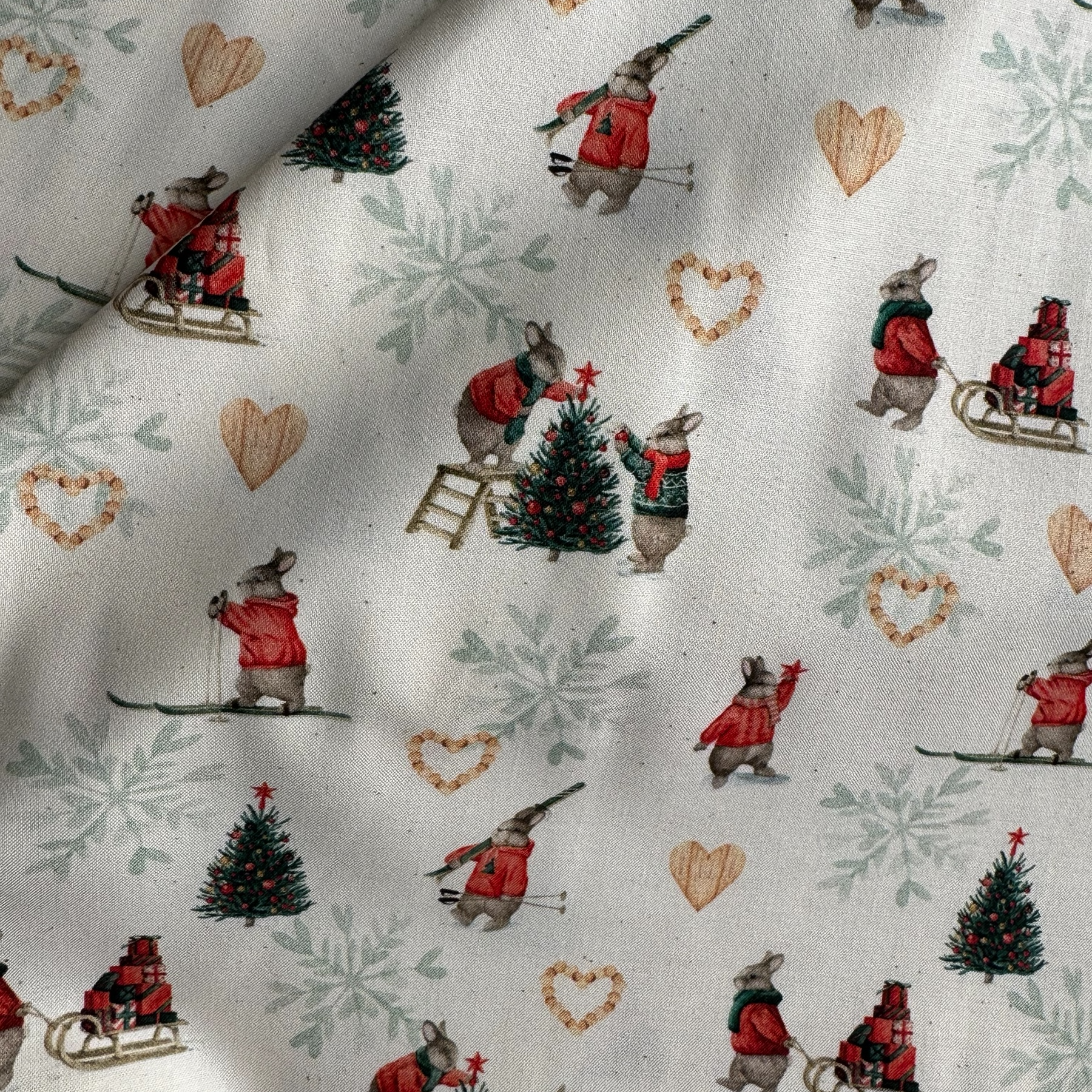 TELA NAVIDAD POPELIN ALGODON 100% CONEJITOS CERTIFICADO OEKO-TEX