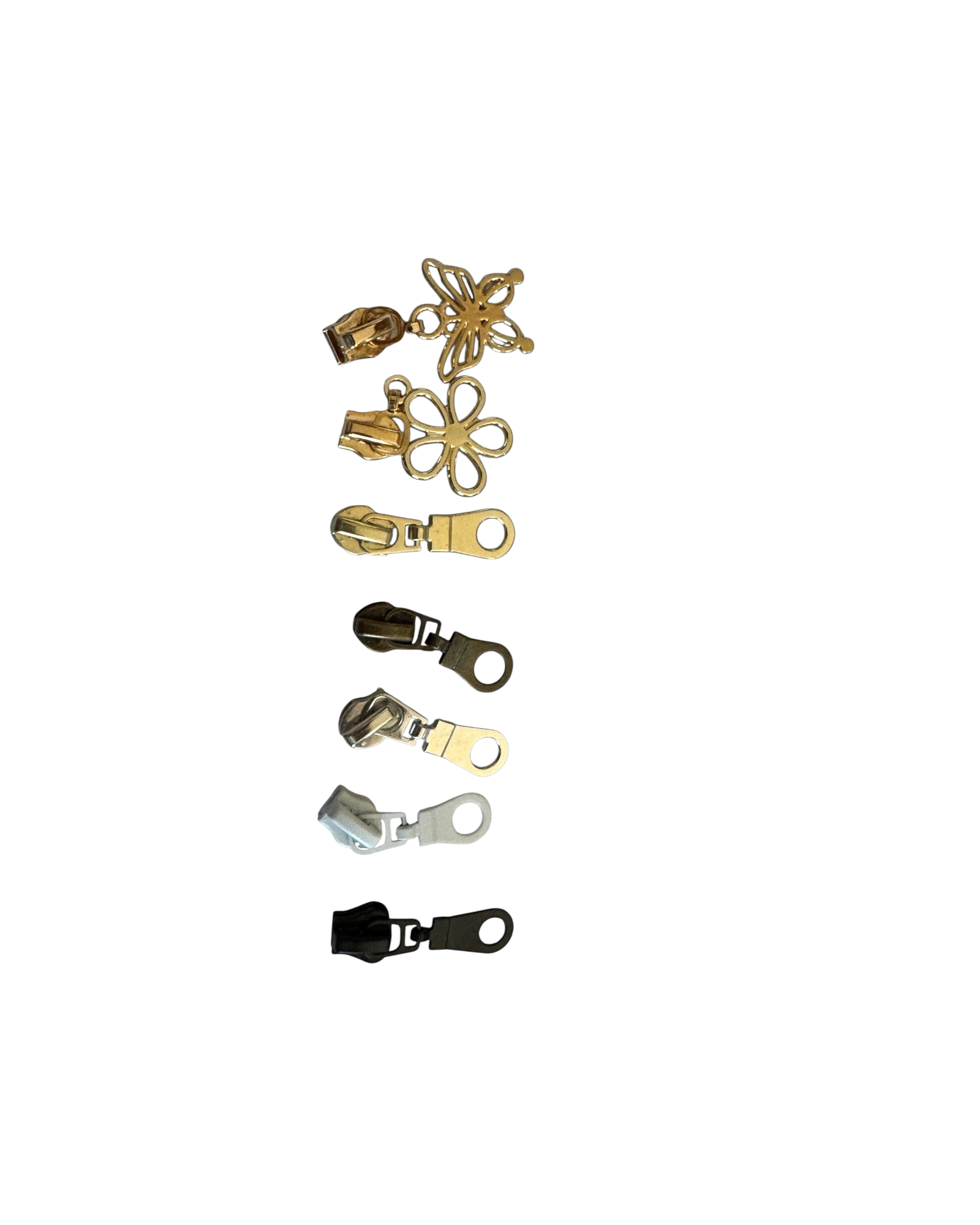 Kit cremalleras nylon blancas y negras con dientes metalizados