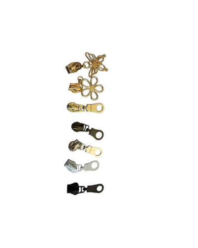 Kit cremalleras nylon blancas y negras con dientes metalizados