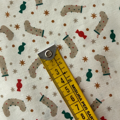 TELA NAVIDAD POPELIN ALGODON CALCETINES Y CARAMELOS