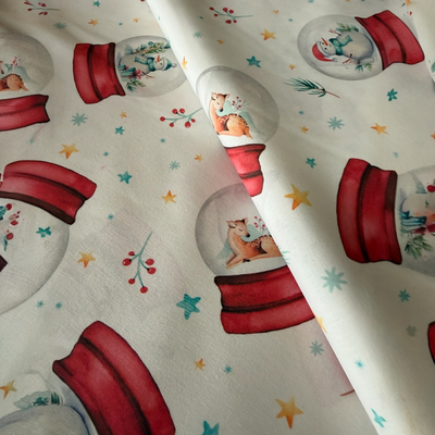 TELA NAVIDAD POPELIN ALGODON BOLAS DE NIEVE