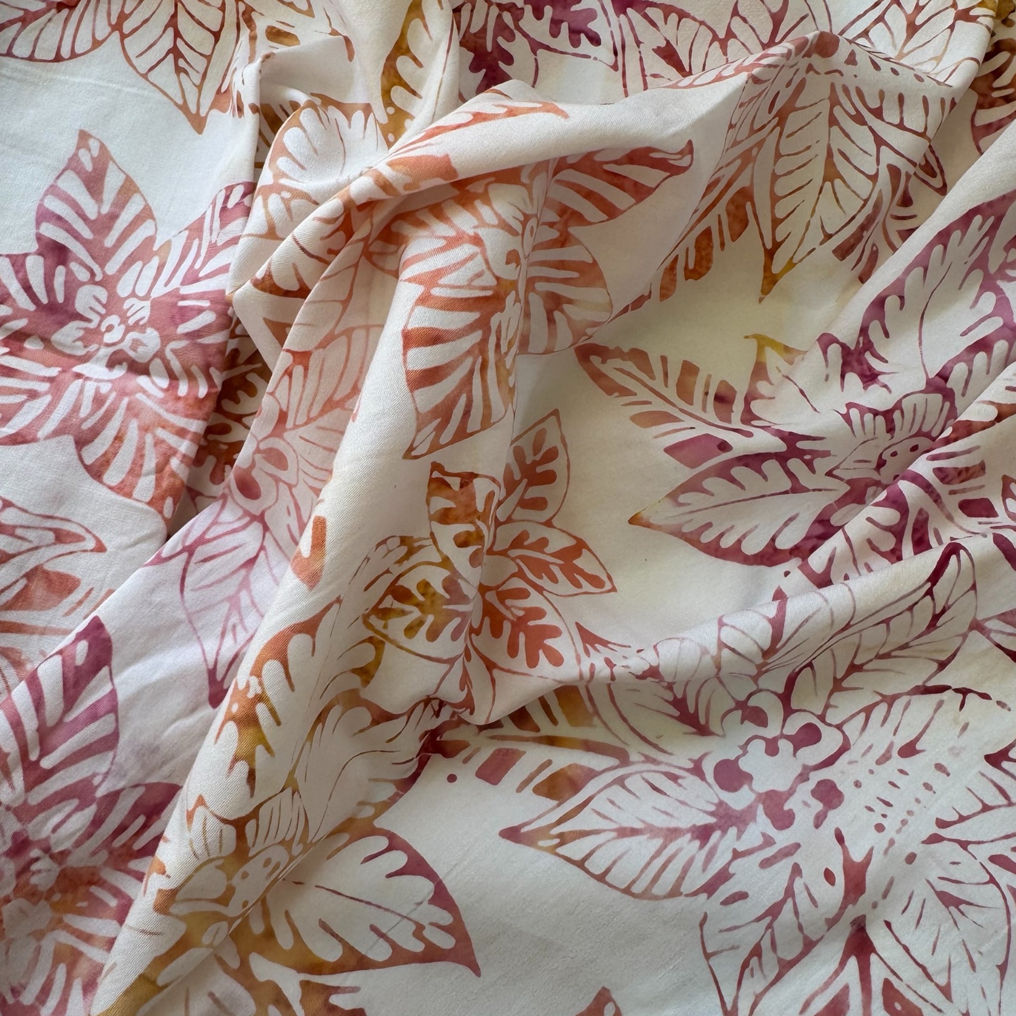 Fat Quarter Tela Batik Jardín Rosa 100% Algodón
