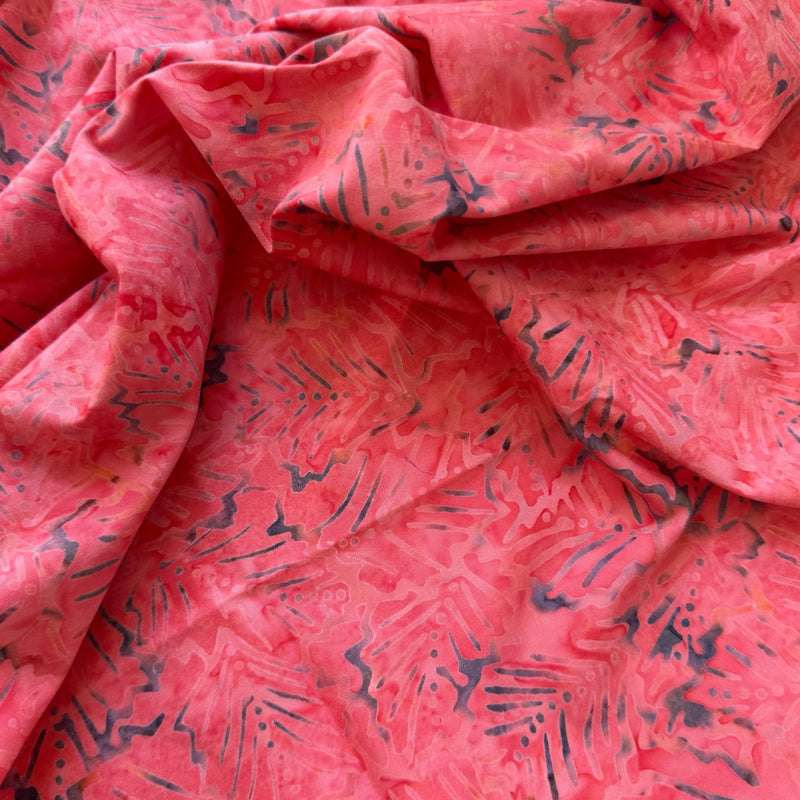 Fat quarter tela batik coral botánico motivos antracita