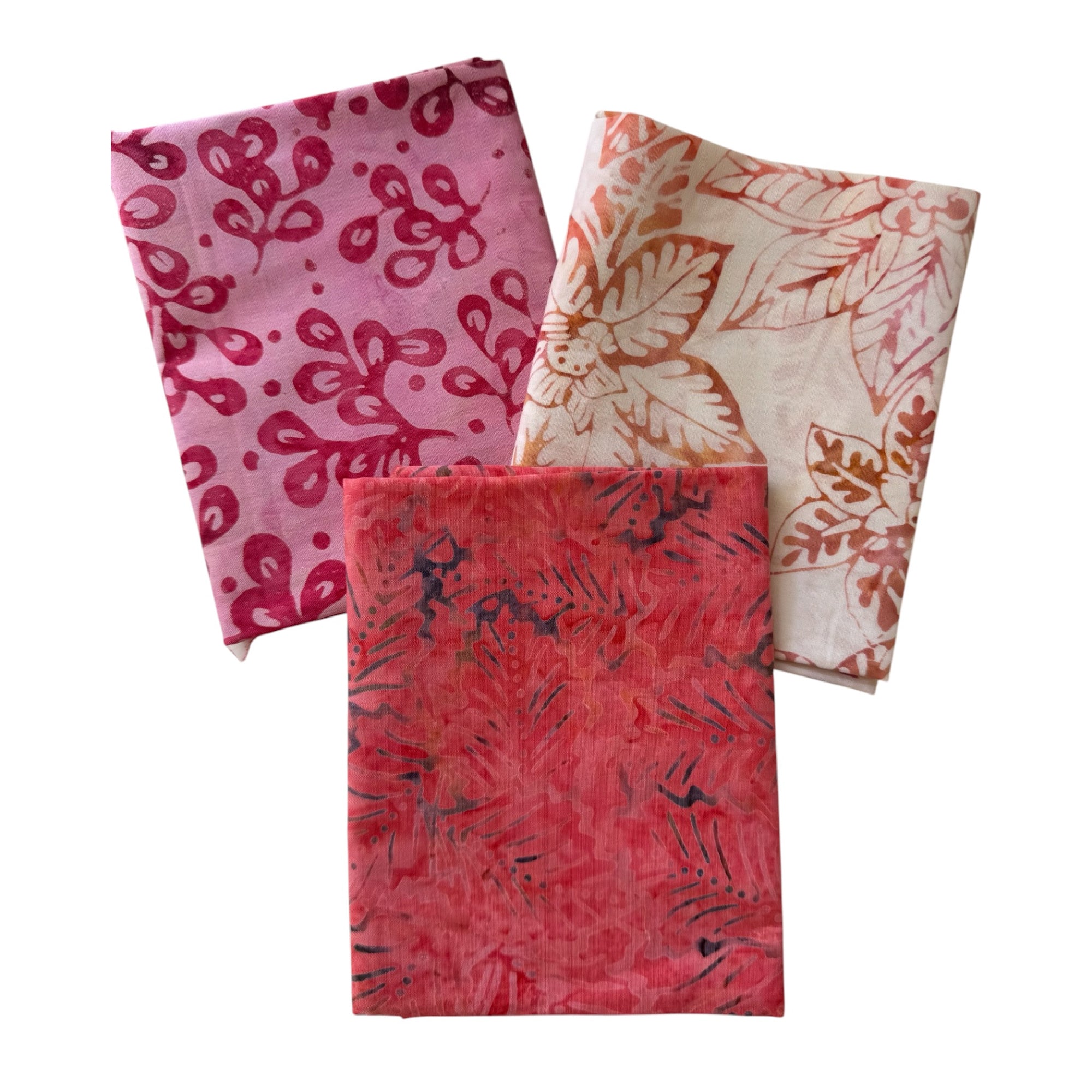 Pack 3 fat quarters tela batik rosas