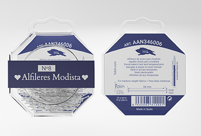 ALFILER FOLCH ACERO MODISTA NÚM 8 CAJA PLASTICO