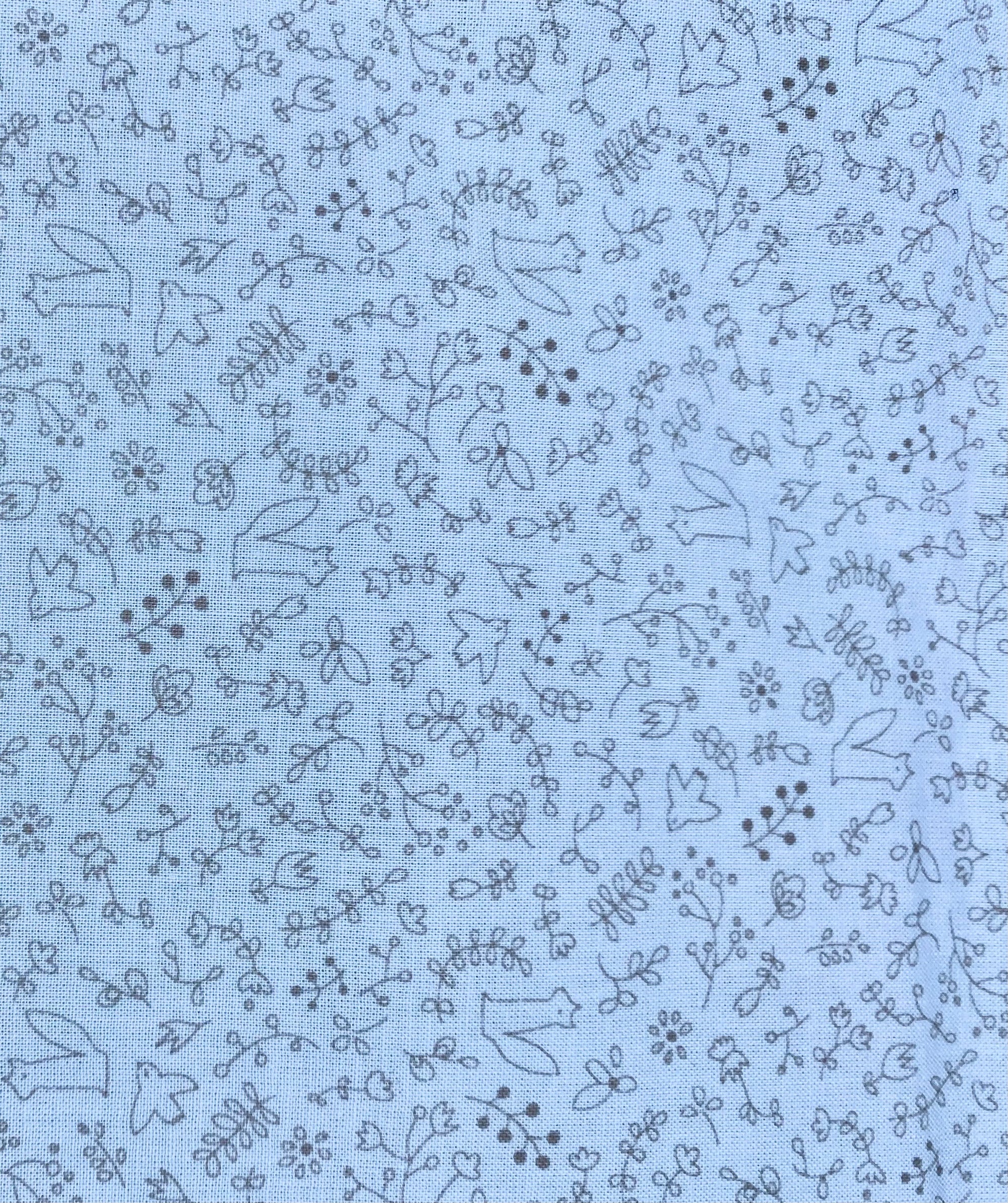 POPELIN ALGODON 100% ANIMALITOS VINTAGE AZUL