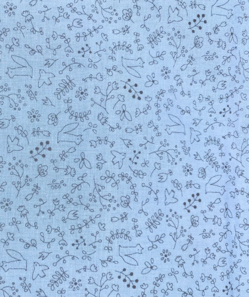 POPELIN ALGODON 100% ANIMALITOS VINTAGE AZUL