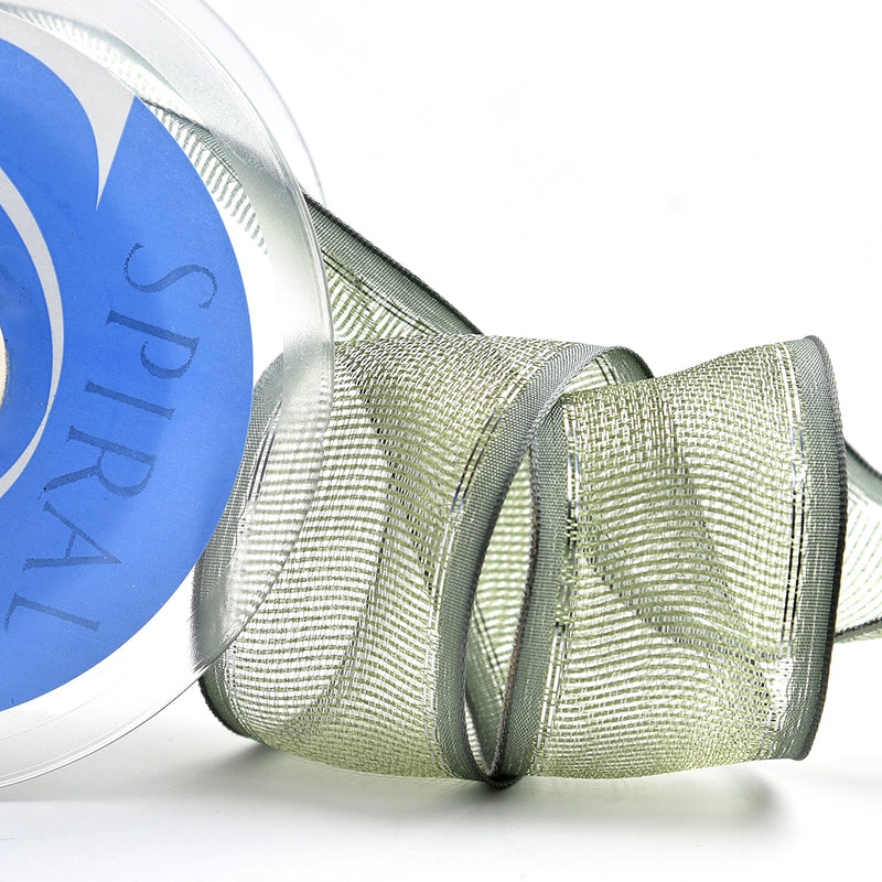 Cinta Navidad bicolor para decoración con alambre color verde