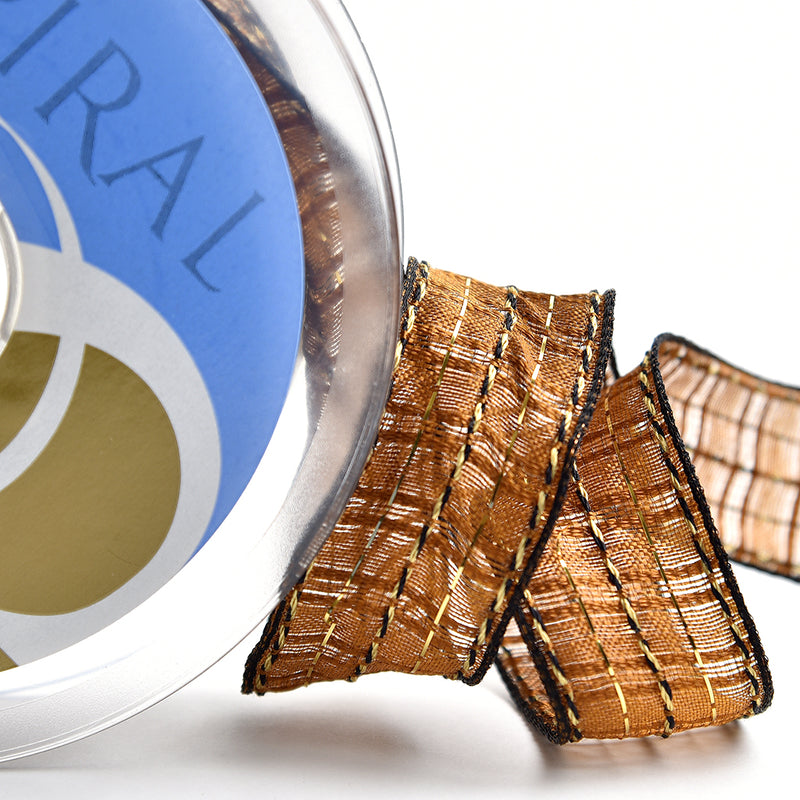 Cinta Navidad para decoración con alambre color marrón cobrizo