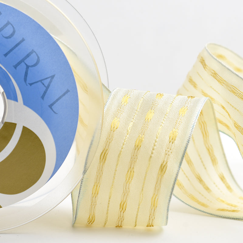 Cinta Navidad para decoración con alambre color crudo