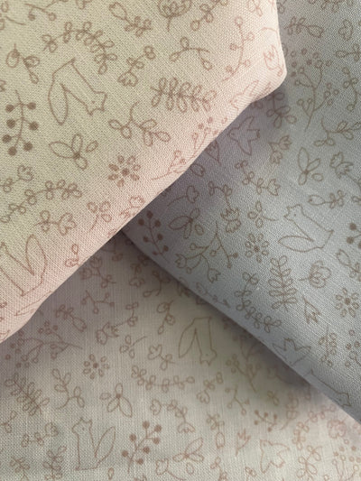 POPELIN ALGODON 100% ANIMALITOS VINTAGE AZUL