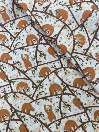 Tela popelín algodón 100% estampado Perezosos