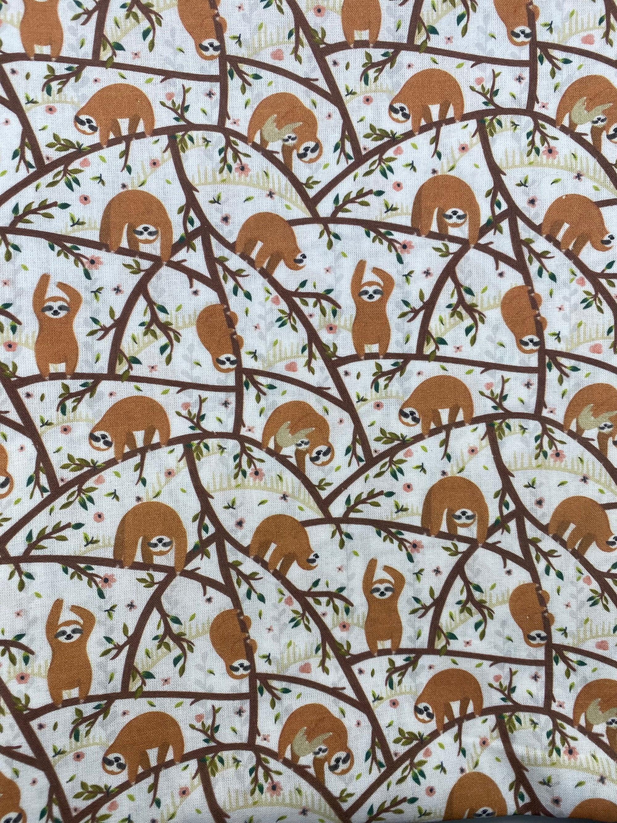 Tela popelín algodón 100% estampado Perezosos