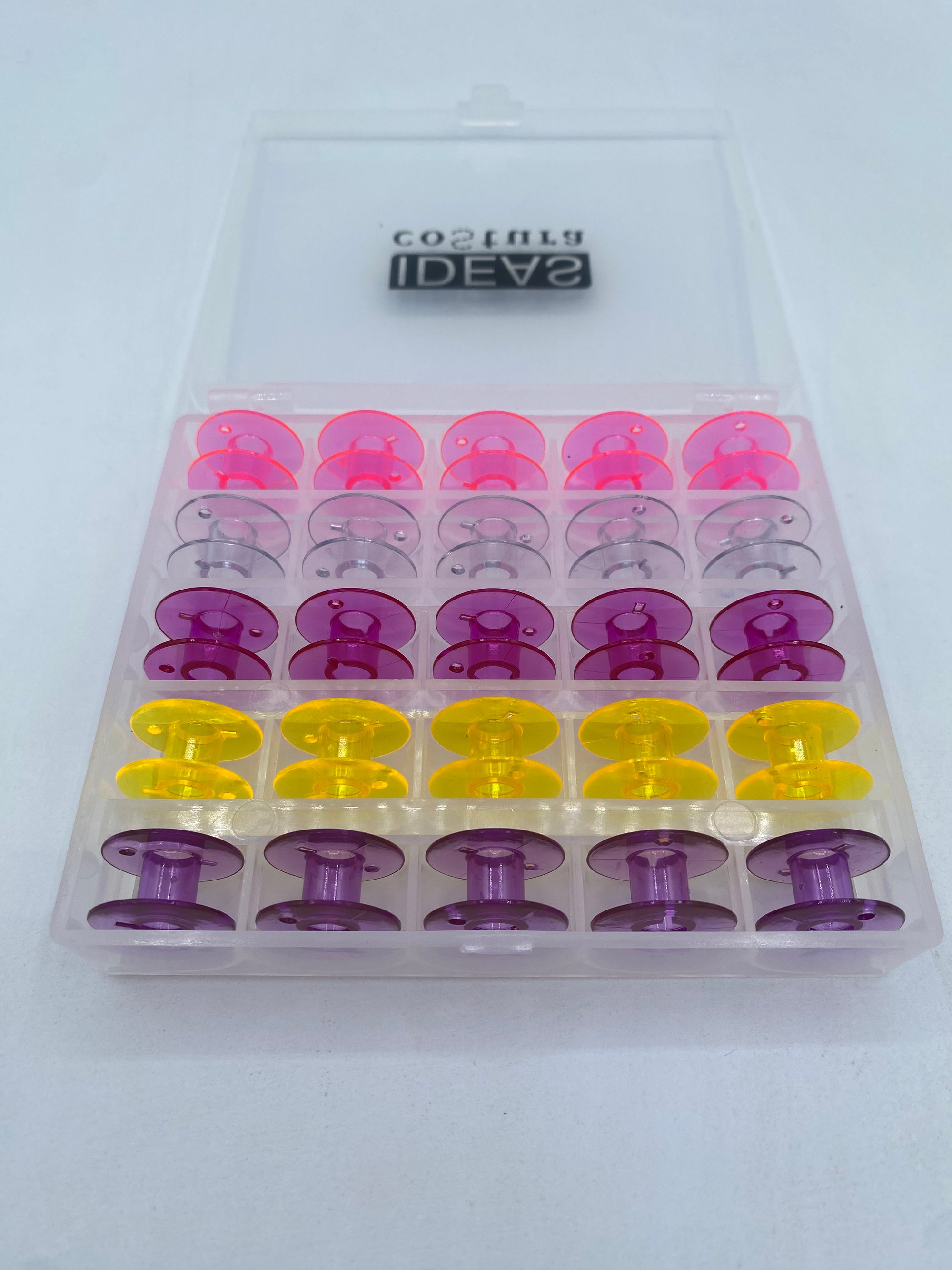 CAJA ORGANIZADORA DE CANILLAS DE COLORES PARA MAQUINAS DE COSER