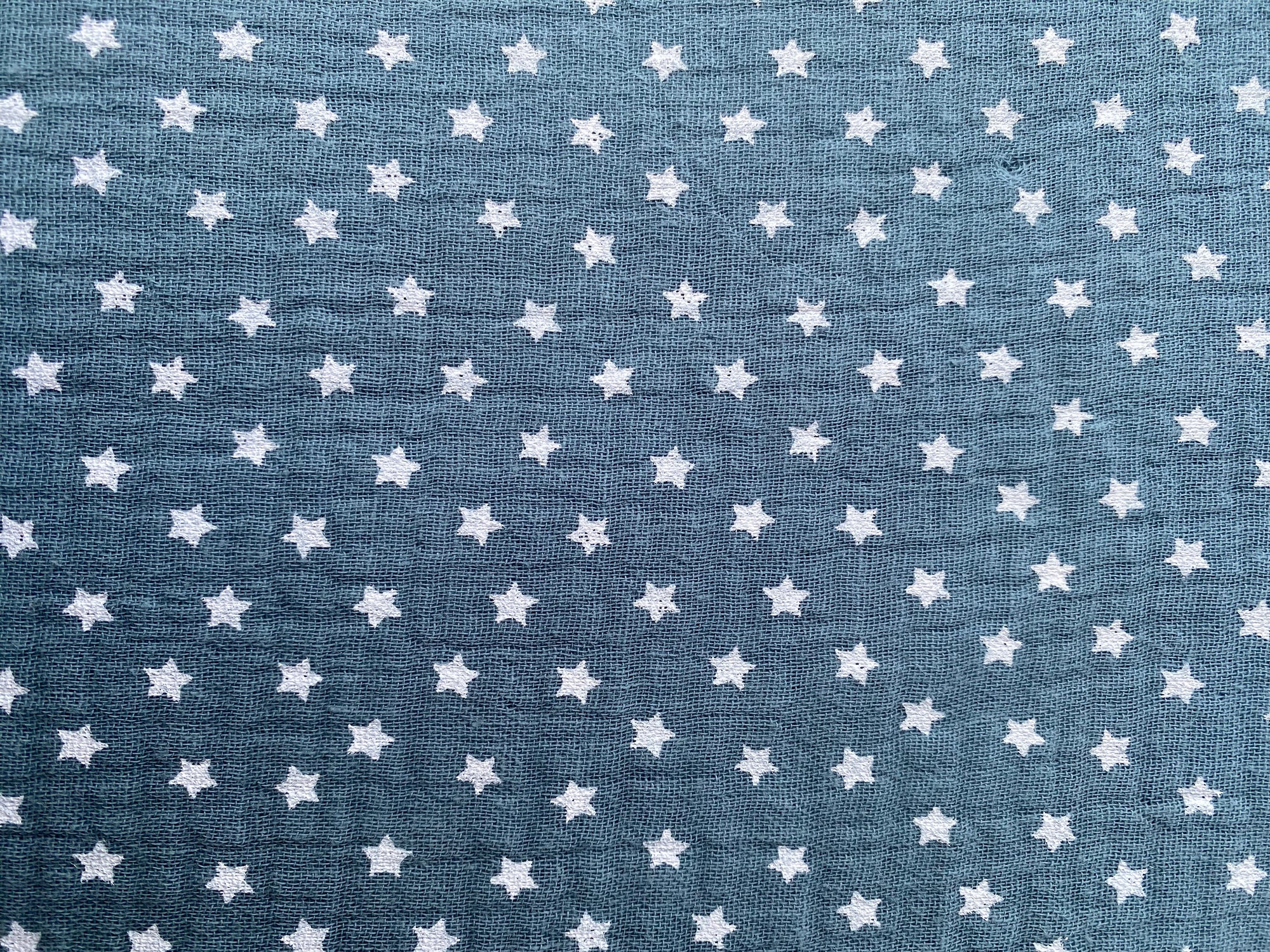 Tela doble gasa/muselina orgánica estampado estrellas Azul/Gris