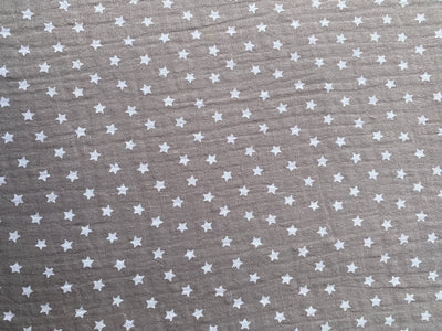 Tela doble gasa/muselina orgánica estampado estrellas Azul/Gris