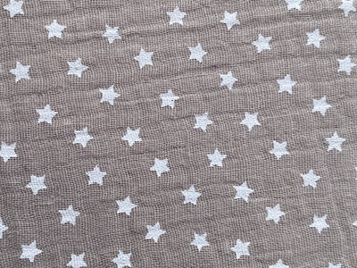 Tela doble gasa/muselina orgánica estampado estrellas Azul/Gris