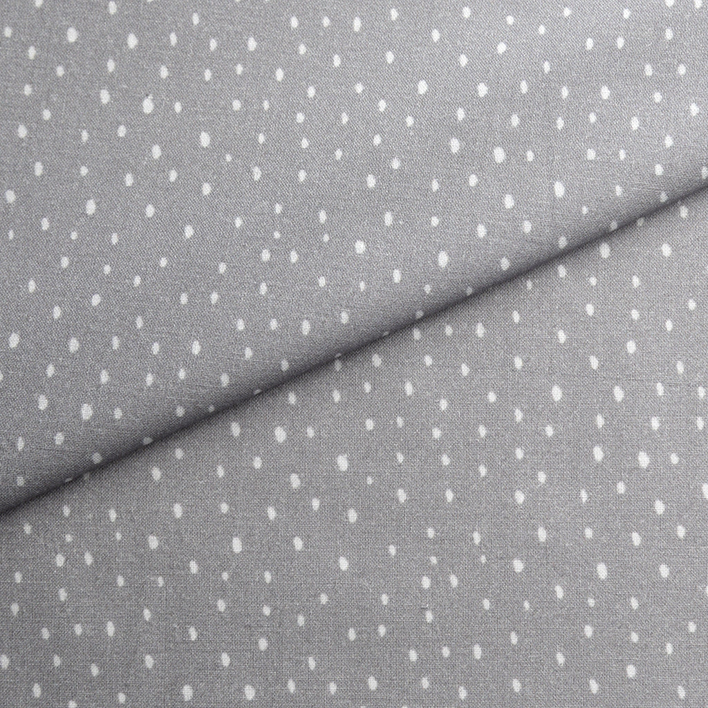 Tela orgánica estampada gotas gris (CM) CERTIFICADO GOTS